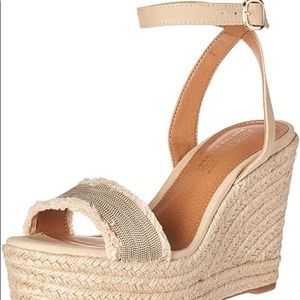 Never worn! Gold embellished wedges. NWOT